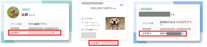 マイページ証券番号欄